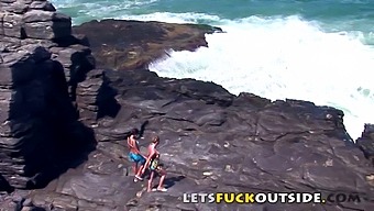 Outdoor Sex: Women Engage In Sexual Activity On A Rock And Get Caught