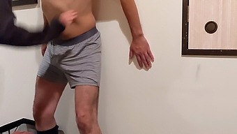 Playful S Teases And Hits M'S Penis Playfully While Wearing A Glans Cage