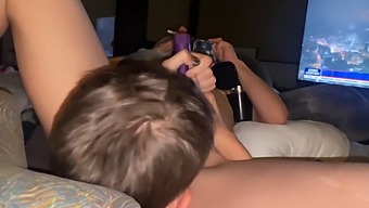 Bisexual Caretaker And Her Partner Enjoy A New Purple Sex Toy Together
